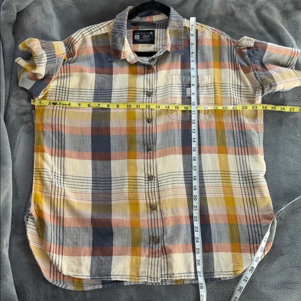 Carhartt womens plaid button front down shirt L 12-14 - Picture 6 of 7